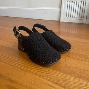 Black fleece Miista clogs